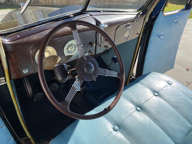 1937 Ford 85HP Business Coupe Cockpit ©2024 Flashback Racing