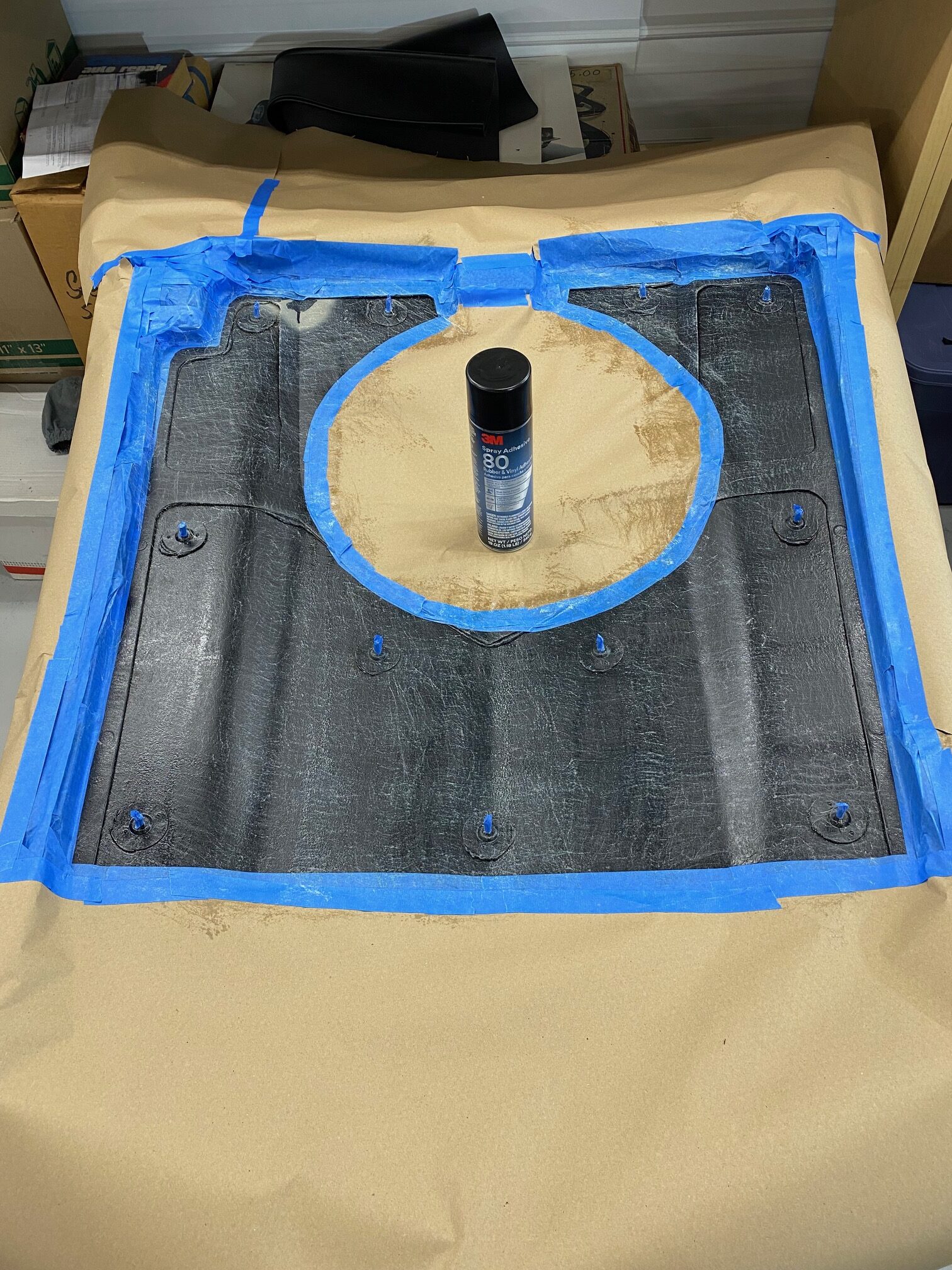 1975 Corvette Hood Liner Spray Adhesive Applied