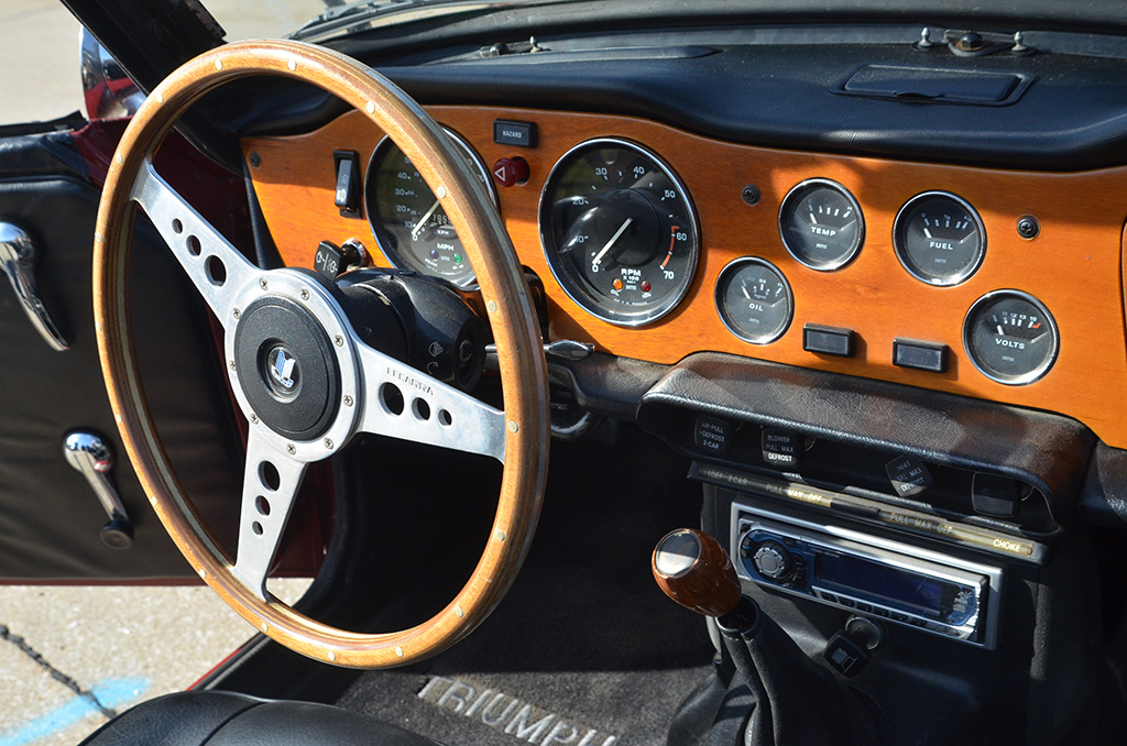 1974 Triumph TR6 Dash & Steering Wheel ©2024 Flashback Racing