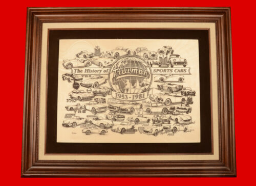 "The History of Triumph Sports Cars 1953-1981" Framed Cultured Marble Plaque