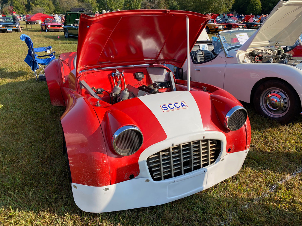 Triumph TR3s on display at 2024 VTR Convention Car Show, Brown County Park, IN